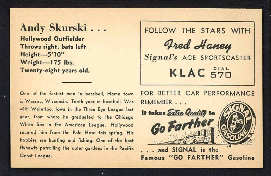 1947 Signal Oil Andy Skurski Hollywood EX-MT 537130
