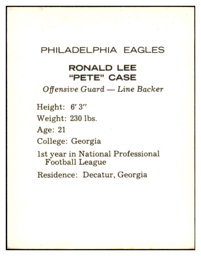 1962 Kahns Football Pete Case Eagles NR-MT 537194