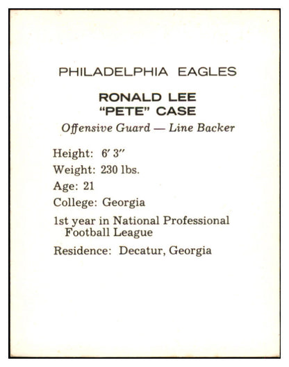 1962 Kahns Football Pete Case Eagles NR-MT 537194