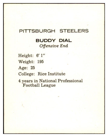 1962 Kahns Football Buddy Dial Steelers NR-MT 537197