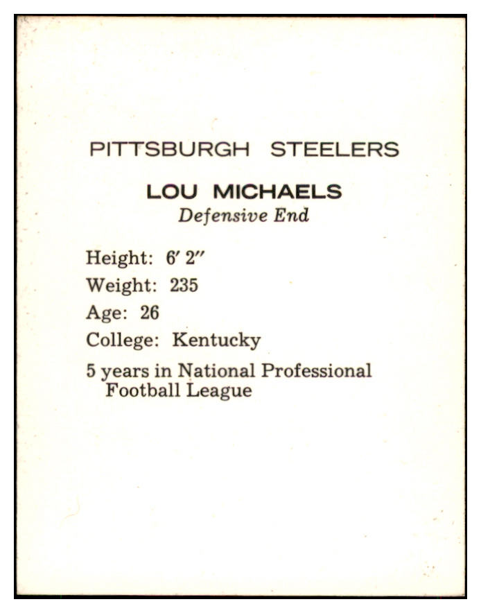 1962 Kahns Football Lou Michaels Steelers NR-MT 537206