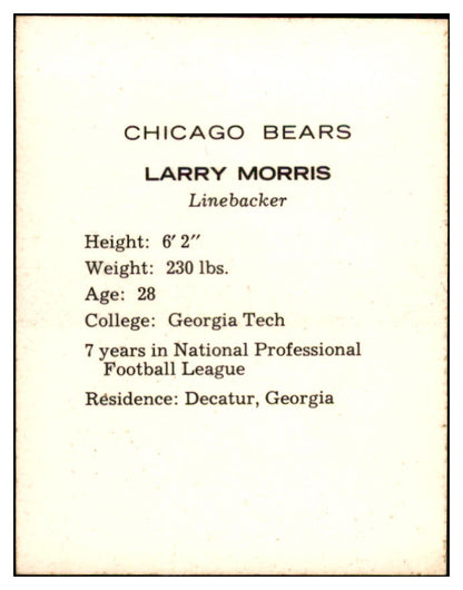 1962 Kahns Football Larry Morris Bears NR-MT 537207