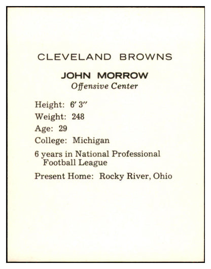 1962 Kahns Football John Morrow Browns NR-MT 537208