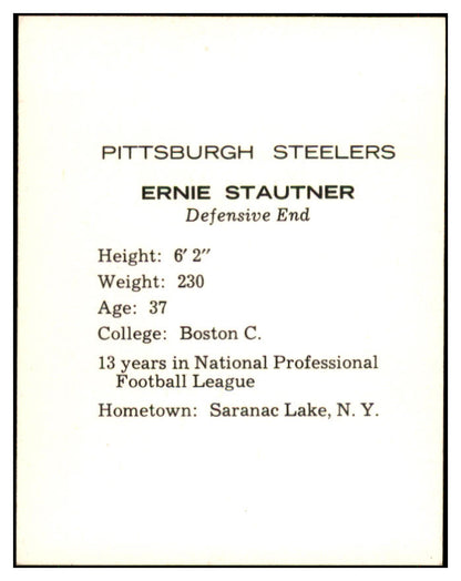 1962 Kahns Football Ernie Stautner Steelers NR-MT 537217