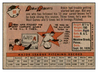 1958 Topps Baseball #090 Robin Roberts Phillies EX-MT 537373