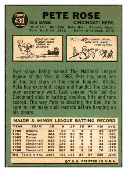 1967 Topps Baseball #430 Pete Rose Reds EX-MT 537475