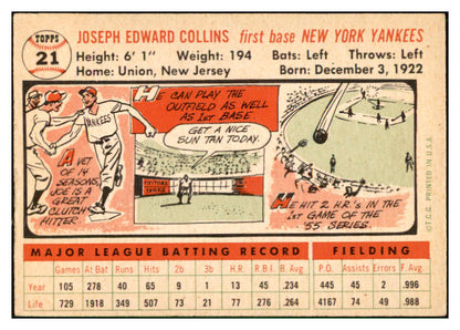1956 Topps Baseball #021 Joe Collins Yankees VG-EX White 537501
