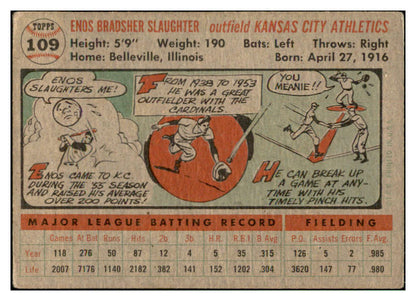 1956 Topps Baseball #109 Enos Slaughter A's VG-EX Gray 537503