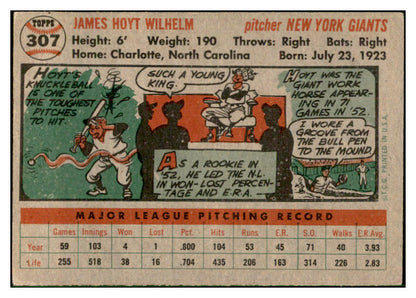 1956 Topps Baseball #307 Hoyt Wilhelm Giants VG-EX 537509