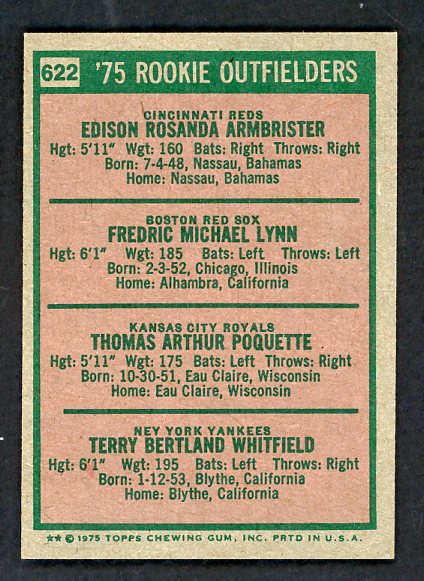1975 Topps Baseball #622 Fred Lynn Red Sox EX-MT 537705