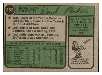 1974 Topps Baseball #252 Dave Parker Pirates EX-MT 537731