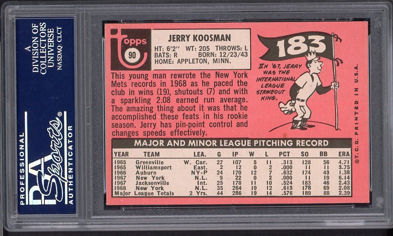 1969 Topps Baseball #090 Jerry Koosman Mets PSA 7 NM 537982