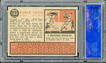 1962 Topps Baseball #183 Roger Craig Mets PSA 7 NM 537983