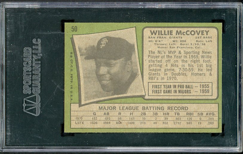 1971 Topps Baseball #050 Willie McCovey Giants SGC 7 NM 538299
