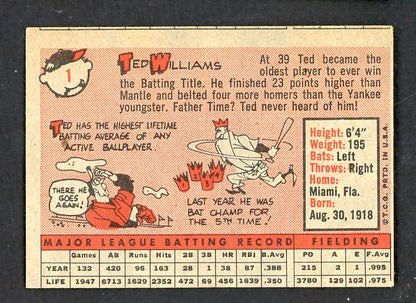 1958 Topps Baseball #001 Ted Williams Red Sox EX-MT 538699