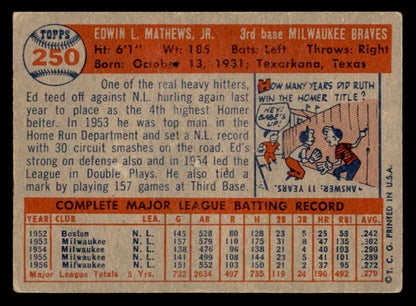 1957 Topps Baseball #250 Eddie Mathews Braves VG-EX 538770
