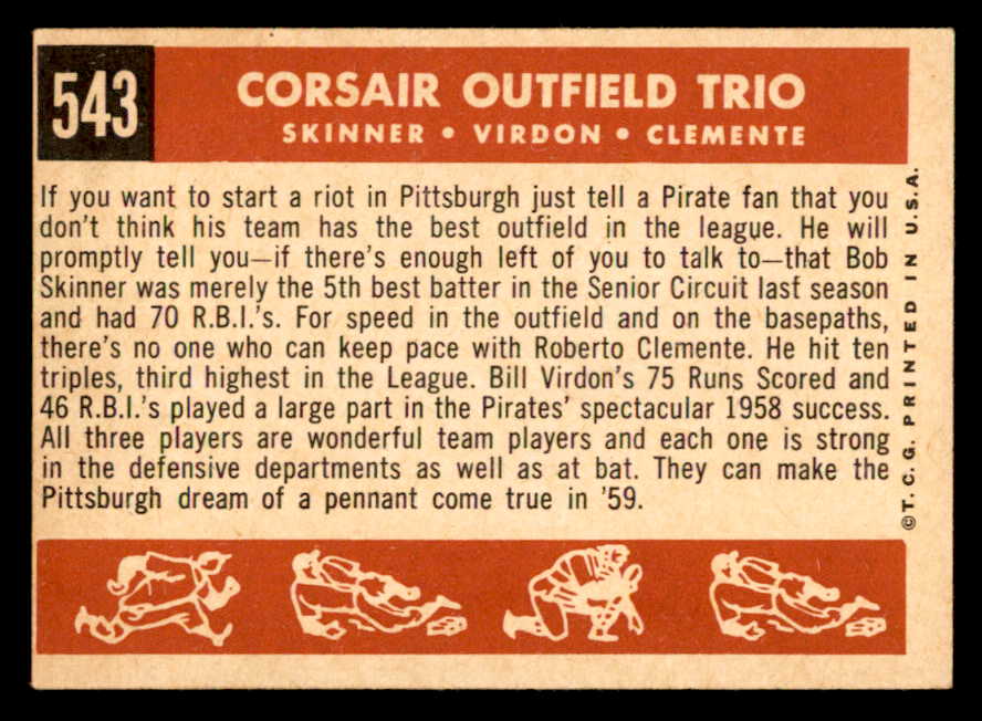 1959 Topps Baseball #543 Roberto Clemente Bill Virdon VG-EX 538814