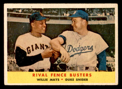 1958 Topps Baseball #436 Willie Mays Duke Snider VG-EX 538827