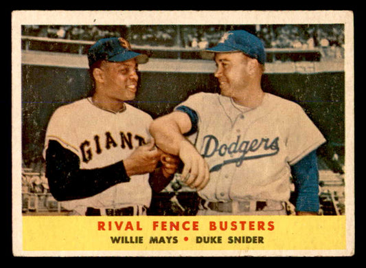 1958 Topps Baseball #436 Willie Mays Duke Snider VG-EX 538827