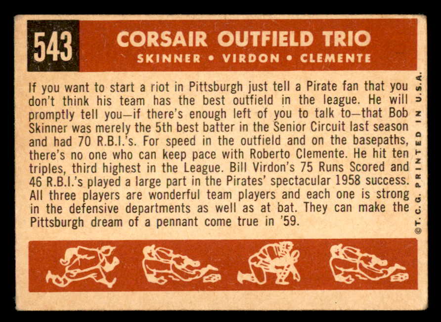 1959 Topps Baseball #543 Roberto Clemente Bill Virdon VG-EX 538839