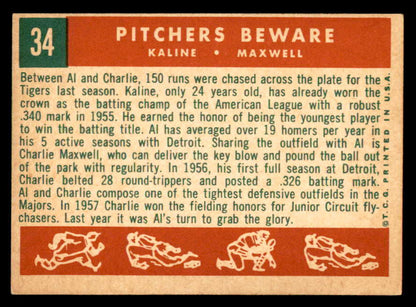 1959 Topps Baseball #034 Al Kaline Charlie Maxwell EX-MT 538847