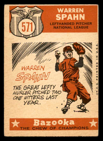1959 Topps Baseball #571 Warren Spahn A.S. Braves EX 538874