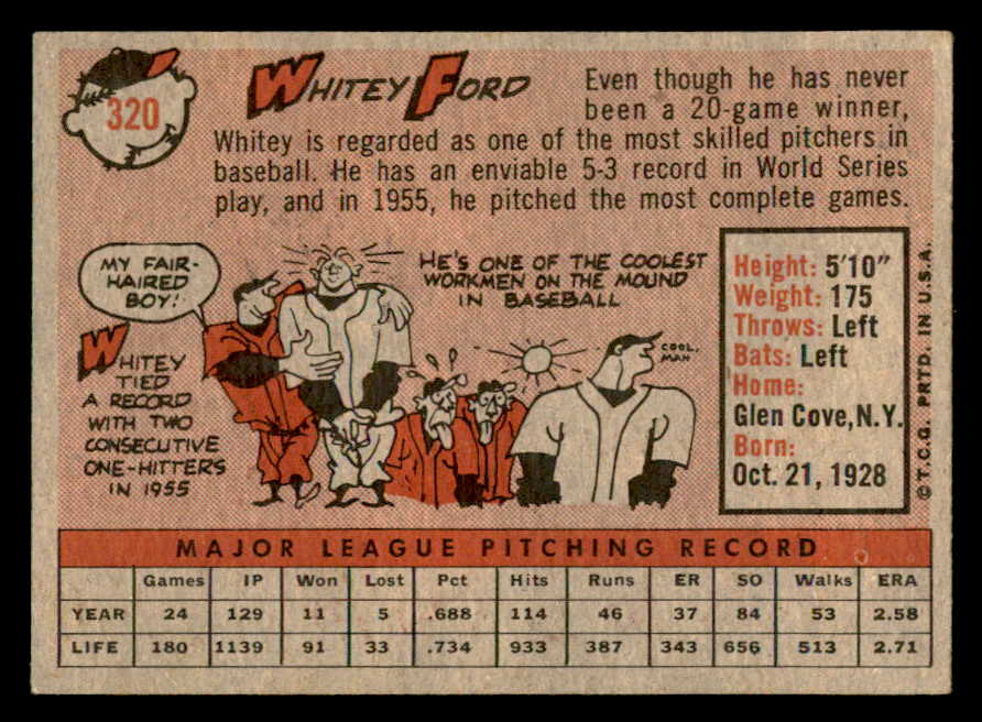 1958 Topps Baseball #320 Whitey Ford Yankees VG-EX 538887