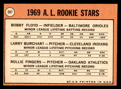 1969 Topps Baseball #597 Rollie Fingers A's EX+/EX-MT 538977