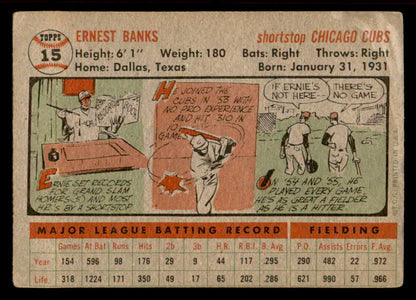 1956 Topps Baseball #015 Ernie Banks Cubs VG-EX Gray 539058