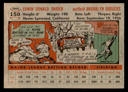 1956 Topps Baseball #150 Duke Snider Dodgers EX-MT Gray 539066