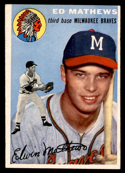 1954 Topps Baseball #030 Eddie Mathews Braves EX-MT 539135