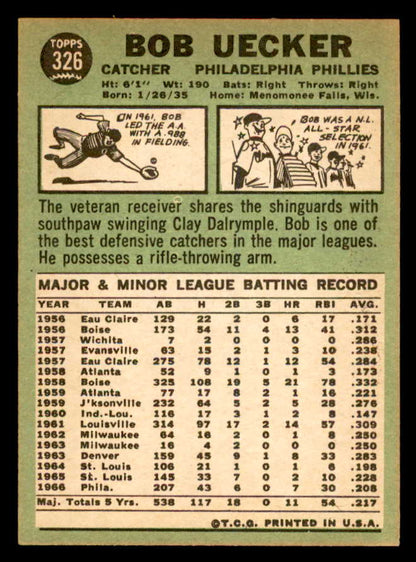1967 Topps Baseball #326 Bob Uecker Phillies EX-MT 539188