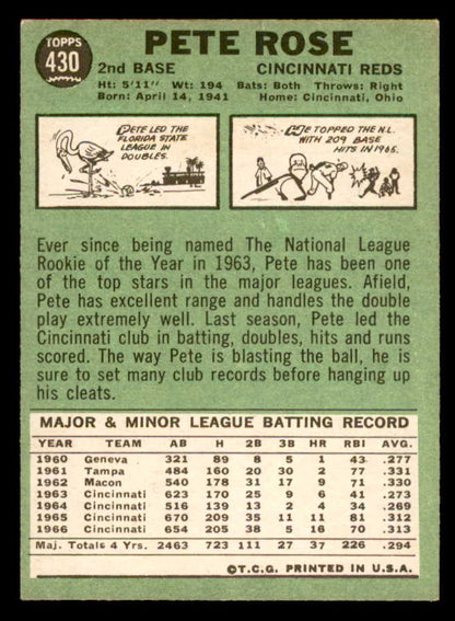 1967 Topps Baseball #430 Pete Rose Reds EX-MT 539189