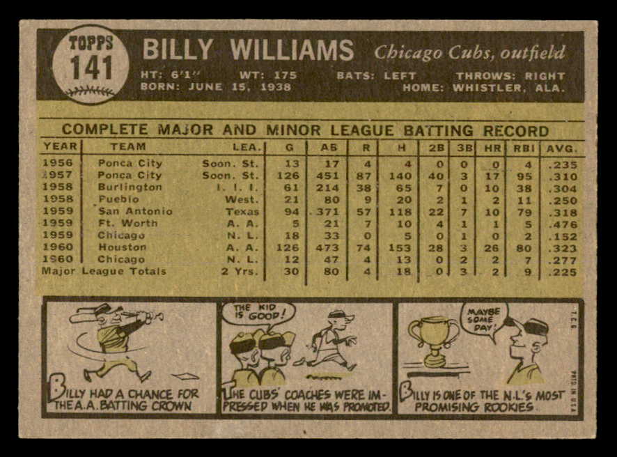 1961 Topps Baseball #141 Billy Williams Cubs EX-MT 539366