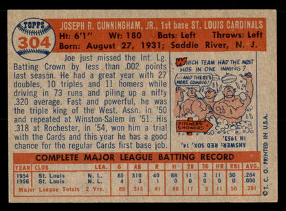 1957 Topps Baseball #304 Joe Cunningham Cardinals NR-MT 539496