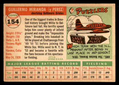 1955 Topps Baseball #154 Willie Miranda Orioles EX-MT 539529