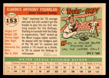 1955 Topps Baseball #153 Bud Podbielan Reds EX-MT 539530