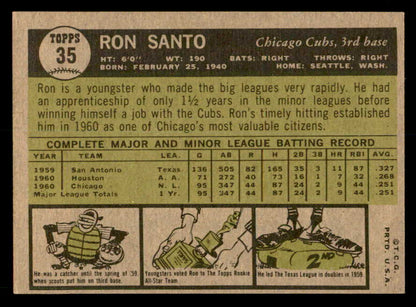 1961 Topps Baseball #035 Ron Santo Cubs EX-MT 539579