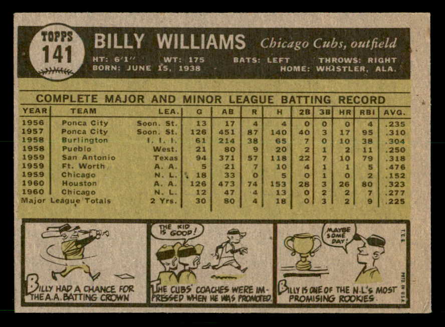 1961 Topps Baseball #141 Billy Williams Cubs EX-MT 539586