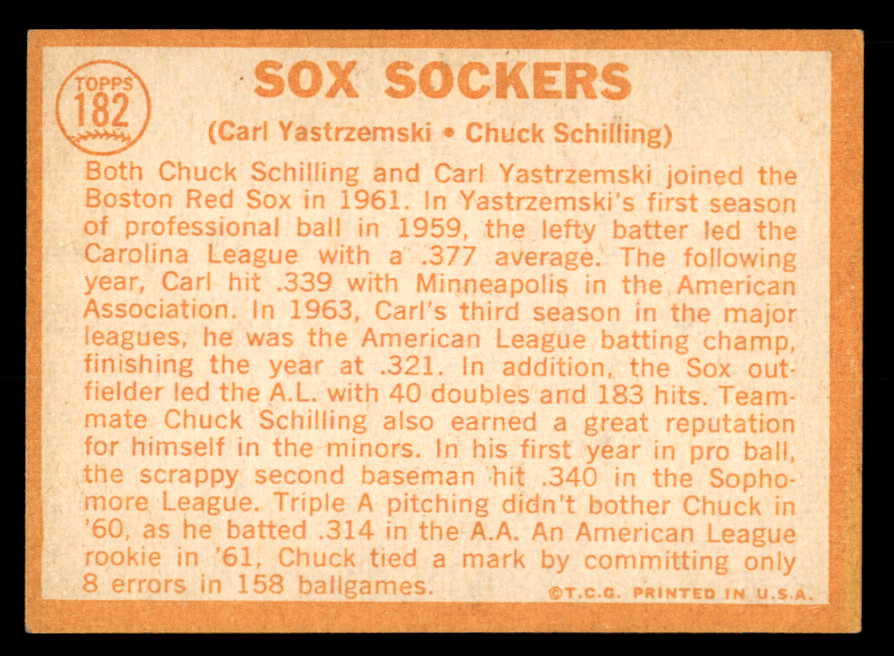 1964 Topps Baseball #182 Carl Yastrzemski Chuck Schilling EX-MT 539699
