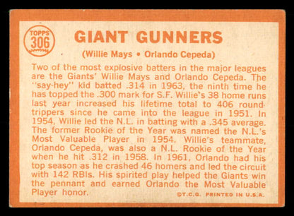 1964 Topps Baseball #306 Willie Mays Orlando Cepeda EX-MT 539717