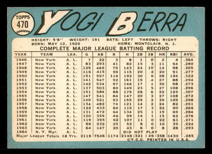 1965 Topps Baseball #470 Yogi Berra Mets EX-MT 539732