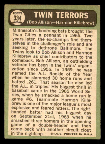 1967 Topps Baseball #334 Harmon Killebrew Bob Allison VG-EX 539800