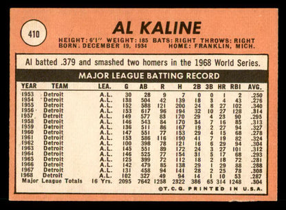 1969 Topps Baseball #410 Al Kaline Tigers EX-MT 539886