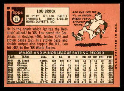 1969 Topps Baseball #085 Lou Brock Cardinals EX-MT 539903