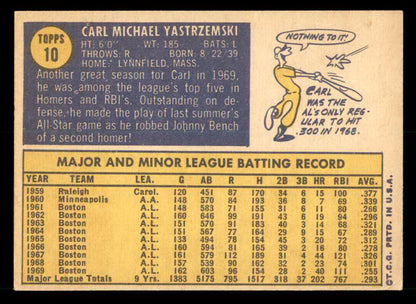1970 Topps Baseball #010 Carl Yastrzemski Red Sox EX-MT 539928
