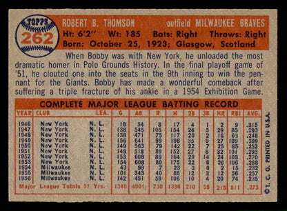 1957 Topps Baseball #262 Bobby Thomson Braves EX-MT 540015