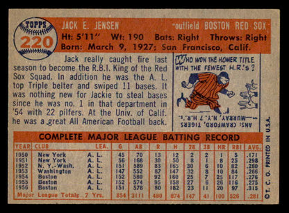 1957 Topps Baseball #220 Jackie Jensen Red Sox EX-MT 540024