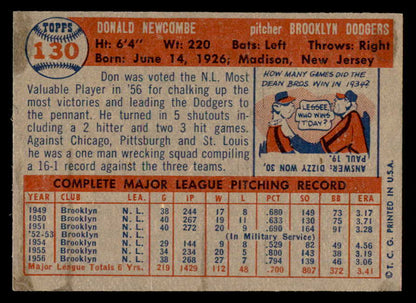 1957 Topps Baseball #130 Don Newcombe Dodgers NR-MT 540039