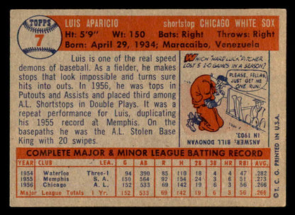 1957 Topps Baseball #007 Luis Aparicio White Sox EX-MT 540051